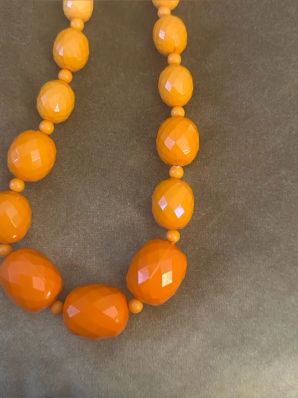 Vintage Chunky Faceted Resin Bead Statement Necklace - Orange Ombre